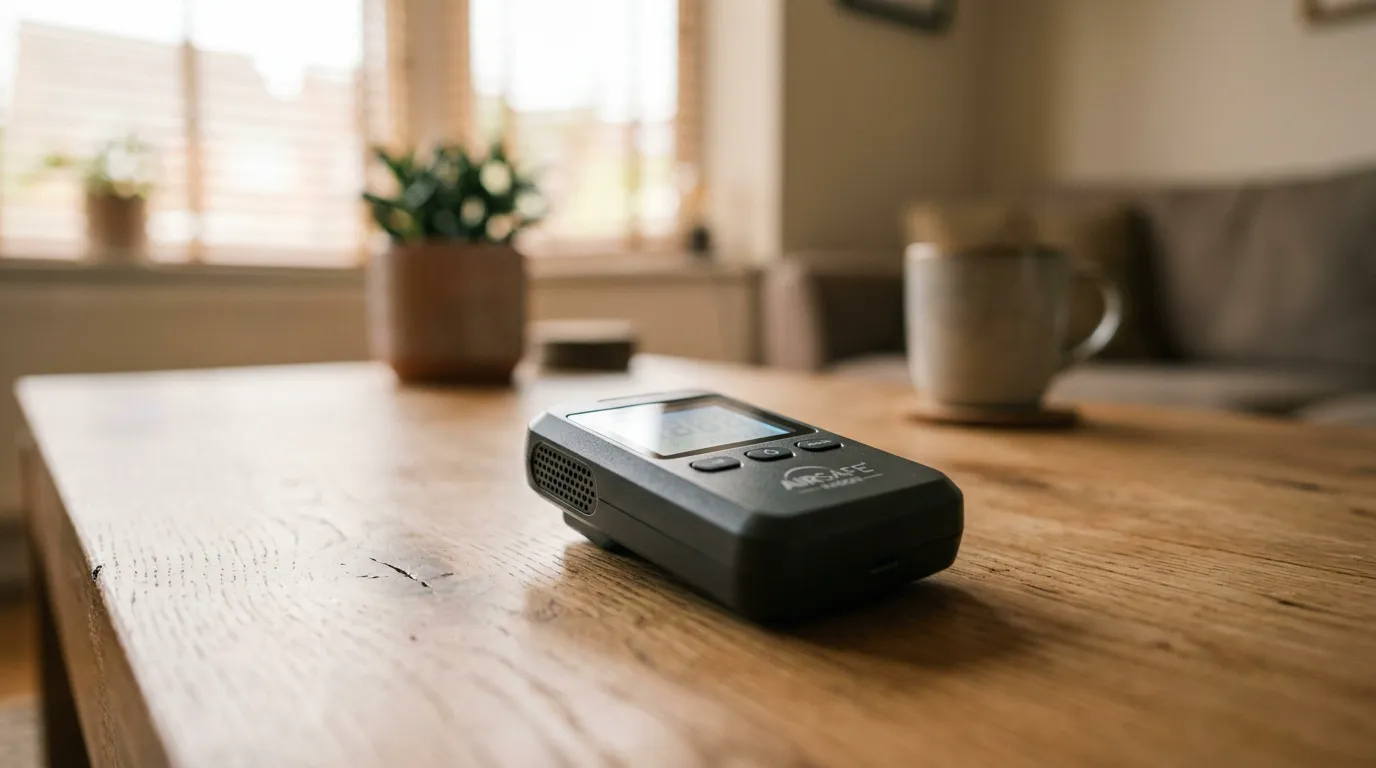 Digital radon monitor measuring indoor radon levels in a home